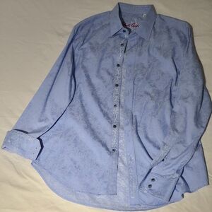 Robert Graham Light Blue Floral-Print Dress Shirt